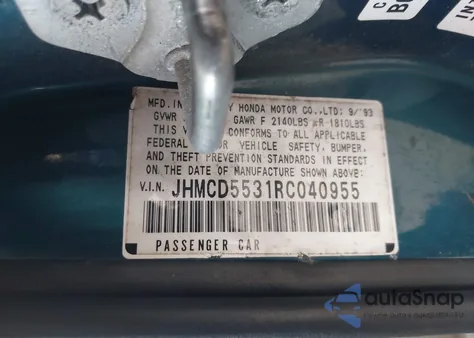 1994 Honda Accord Lx from USA, damaged, VIN JHMCD5531RC040955